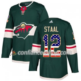 Adidas Maillot de Hockey Minnesota Wild Eric Staal 12 2017-2018 Vert USA Flag Fashion Authentic - Homme
